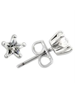 JCE157 Rhodium 925 Sterling Silver Earrings with AAA Grade CZ  in Clear